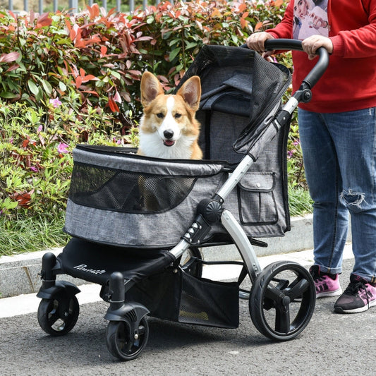 Travel Pet Stroller with Adjustable Handlebar