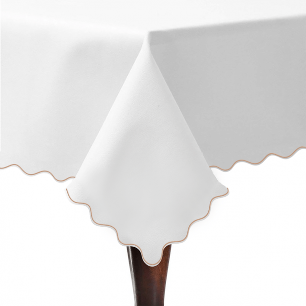Scallop Embroidery Sateen Cotton Solid Table Cloth