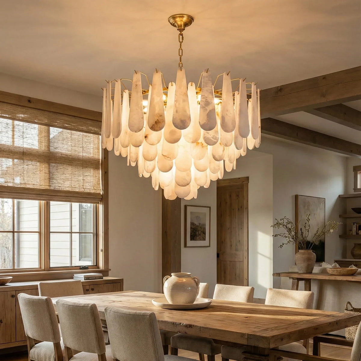 Teardrop Shaped Alabaster Chandelier