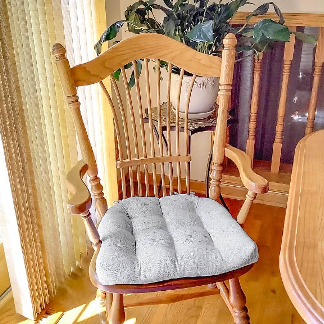 Tibet Grey Dining Chair Pad - Made in USA - 100% Cotton - Machine Washable