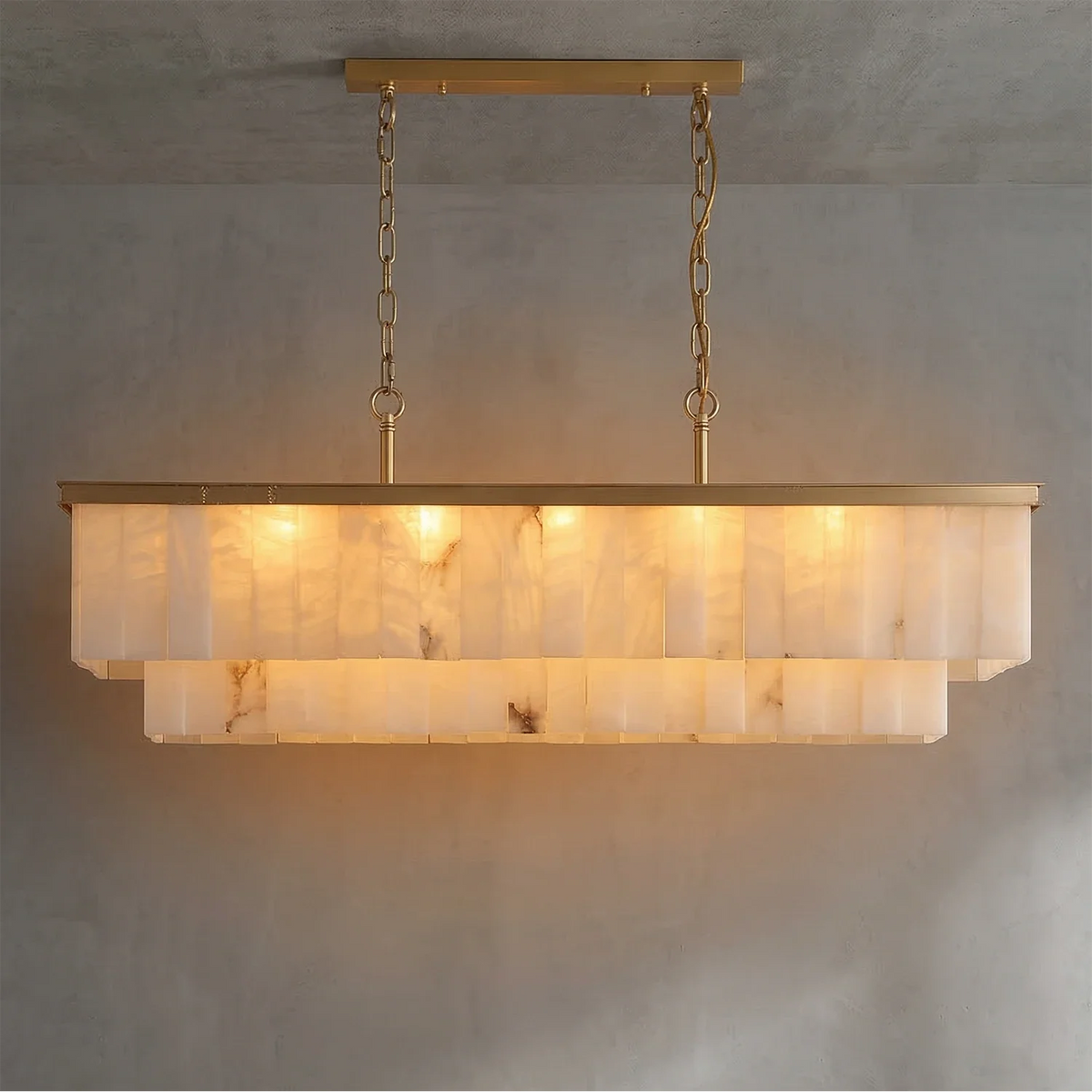 Tiered Natural Alabaster Chandelier