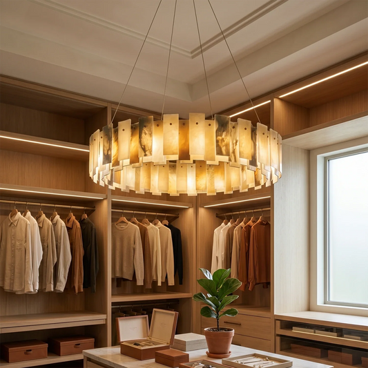 Lustre en albâtre couleur tabac
