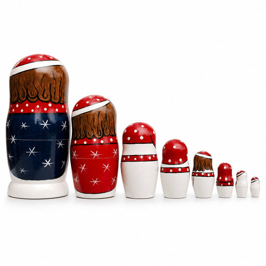 Ensemble de 10 poupées russes en bois en forme de bonhommes de neige avec sapin de Noël, 26 cm