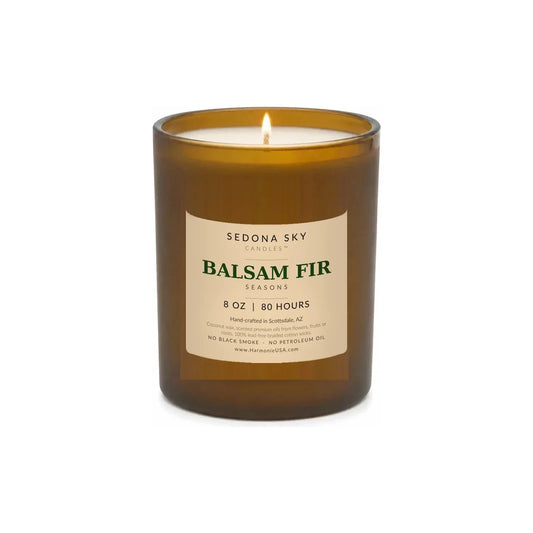 Balsam Fir Candle, 8 oz Amber Glass