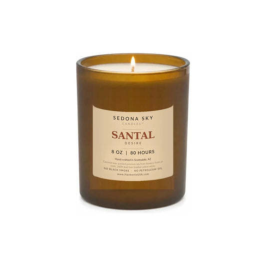 Santal Desire Candle, 8 oz Amber Glass