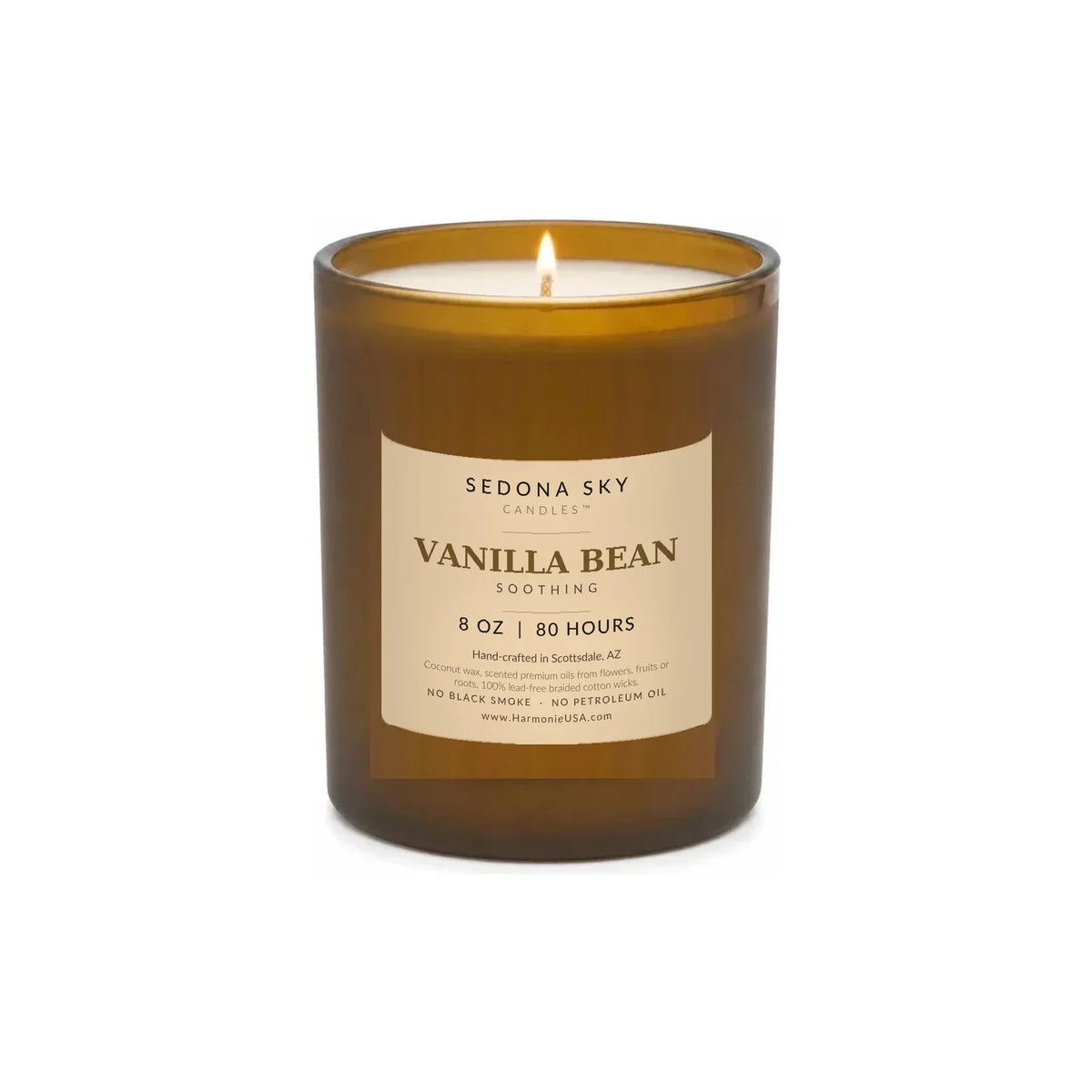 Vanilla Bean Candle, 8 oz Amber Glass