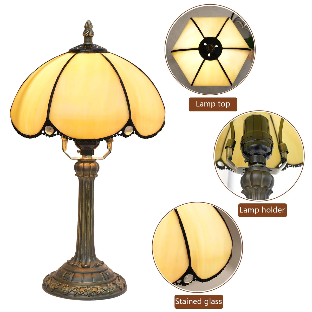 Classic Amber Art Glass Table Lamp | Antique Bronze Finish Resin Desk Light