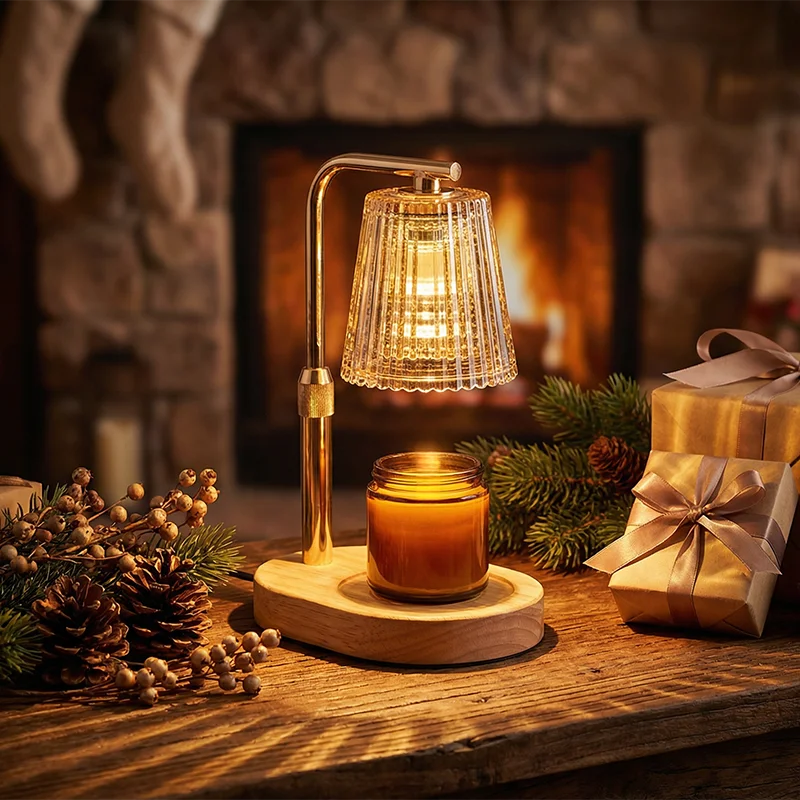 Dimmable Candle Warmer Desk Lamp with Timer | Glass Shade Melter Light
