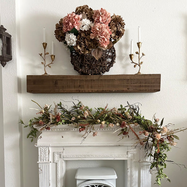 47 Inch Reclaimed Rustic Natural Wood Mantle