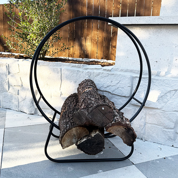 Black Iron Loop Fireplace Log Holder
