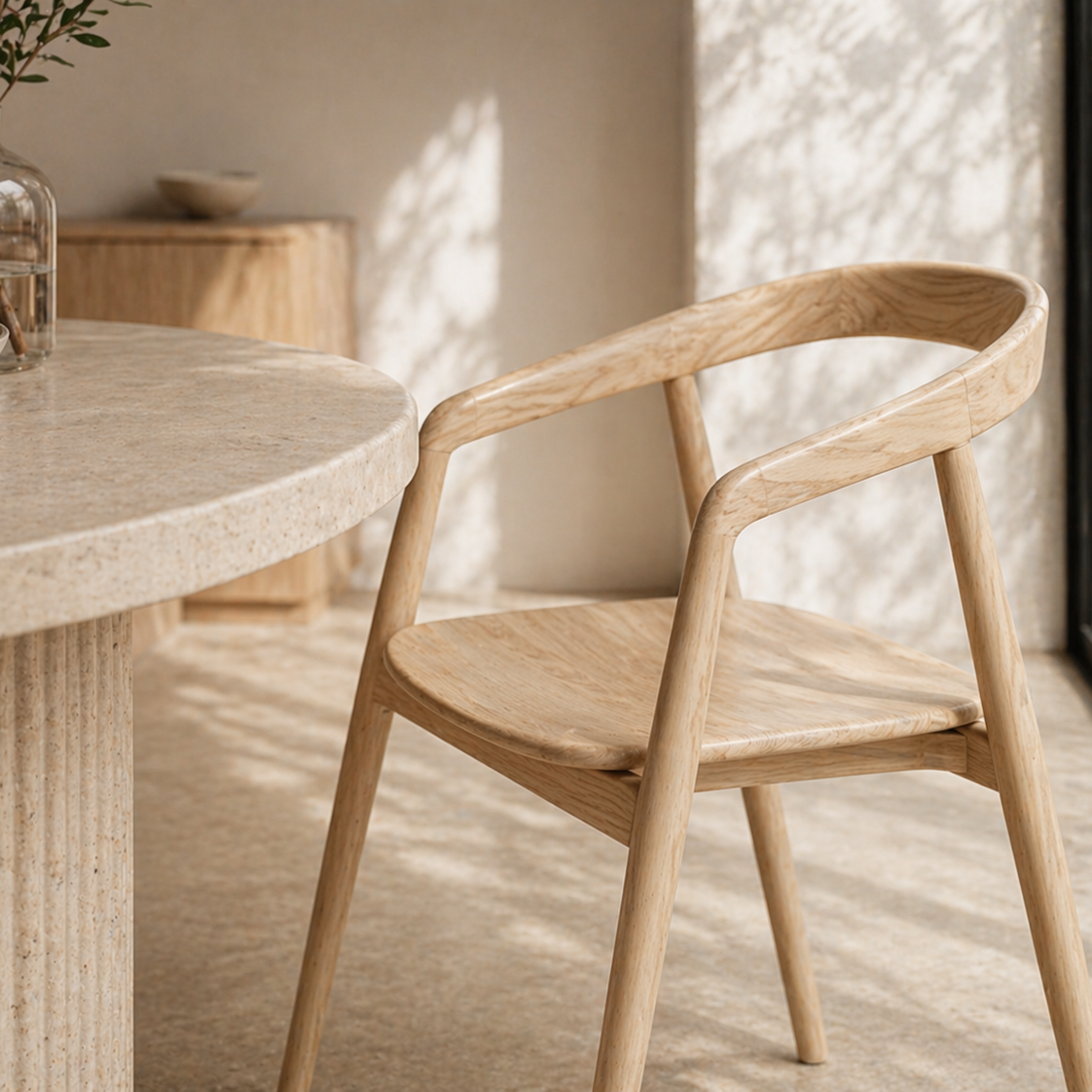 Pablo Solid Wood Dining Armchair – Natural Finish