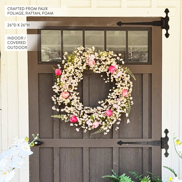26 Inch Pink Blossom Wreath
