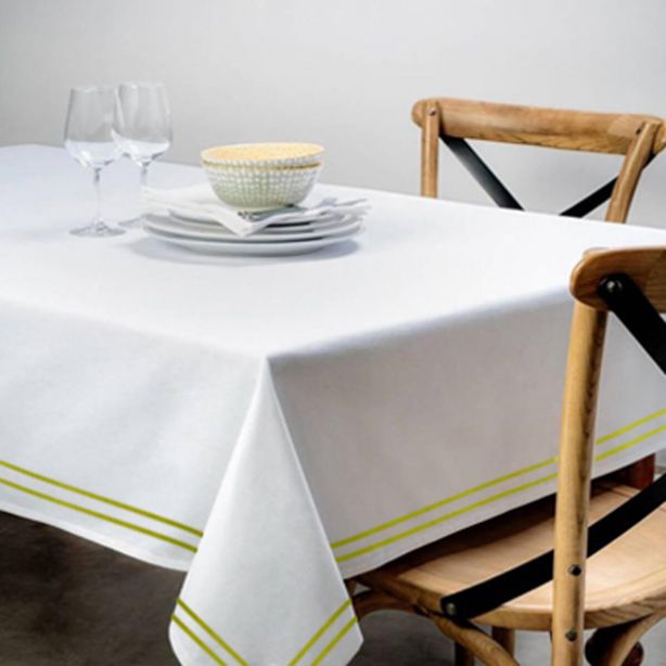 Double Embroidery Border Poly Cotton Sateen Solid Table Cloth