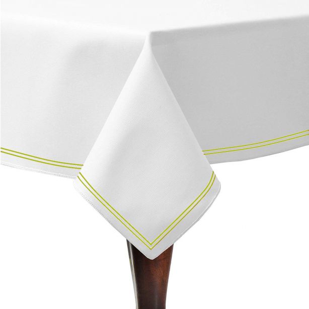 Double Embroidery Border Poly Cotton Sateen Solid Table Cloth