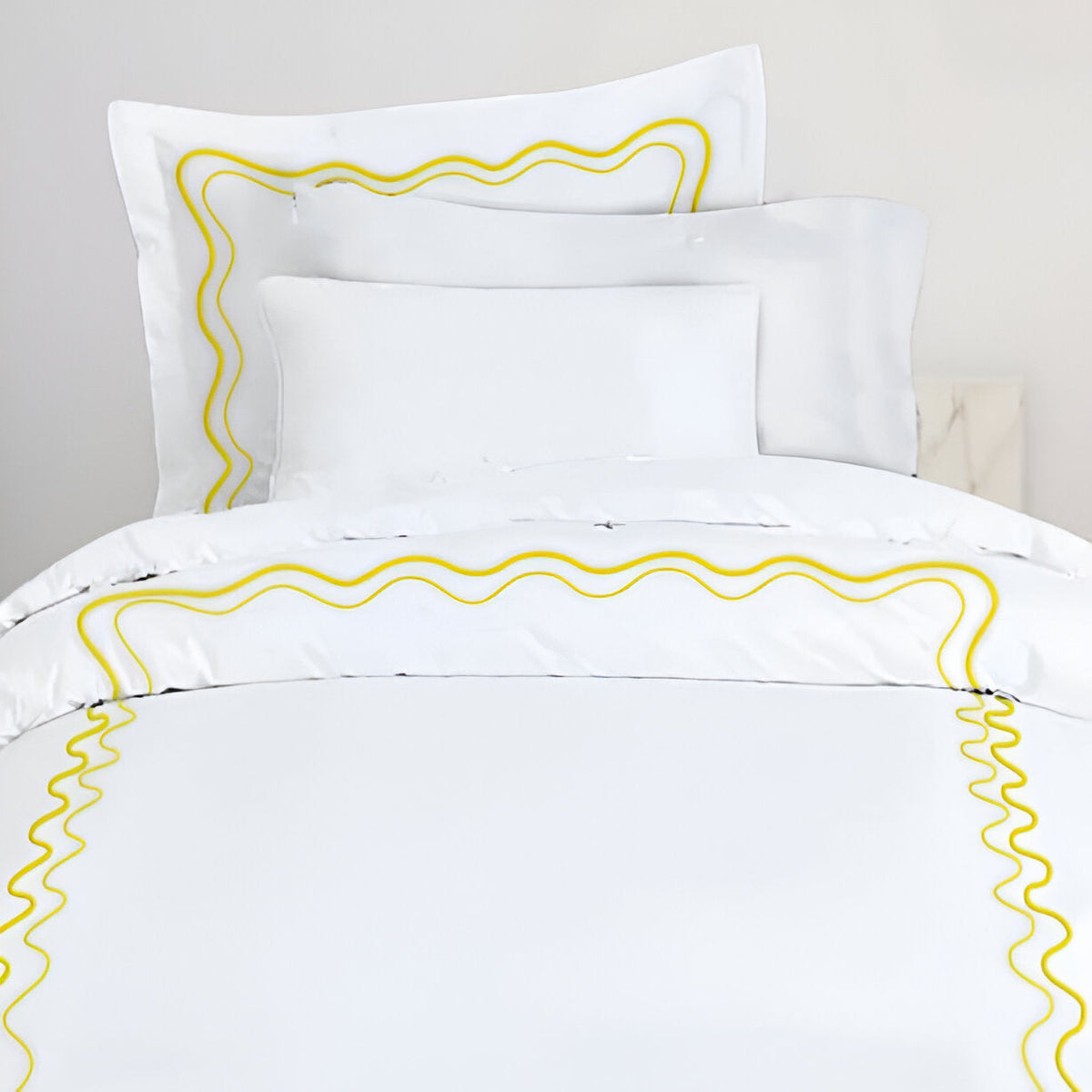 Double Wavy Embroidered Cotton Duvet Cover Set