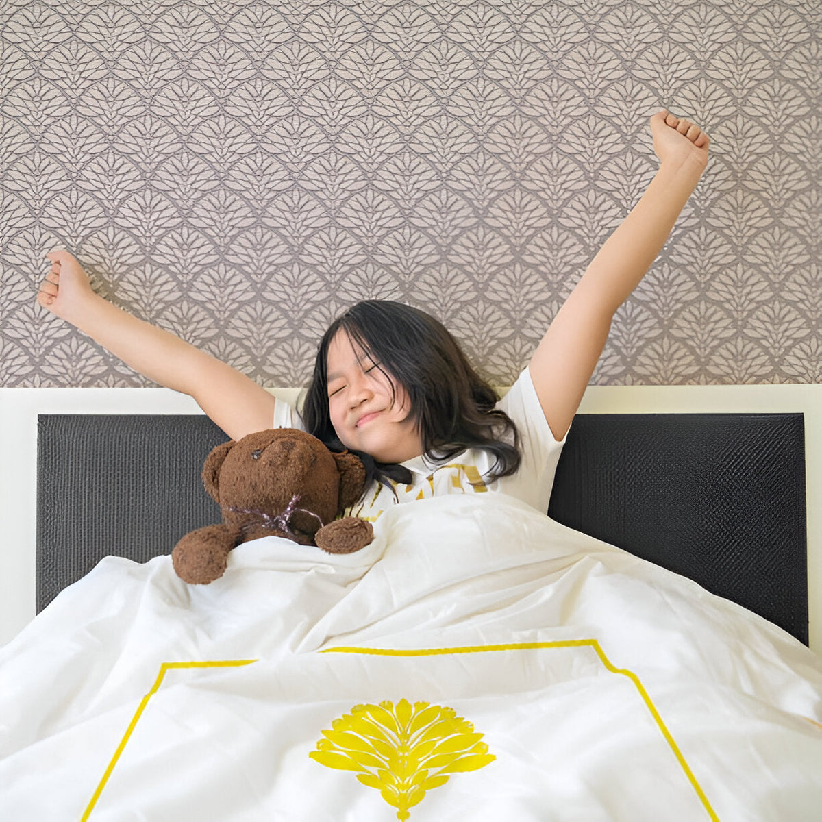 Leafy Embroidered Cotton Sateen Duvet Cover Set